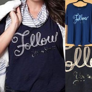Lane Bryant Follow Your Heart Ribbon Sequins Tee